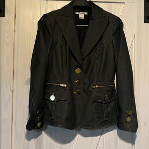 Chic Blue Blazer with Gold Accents